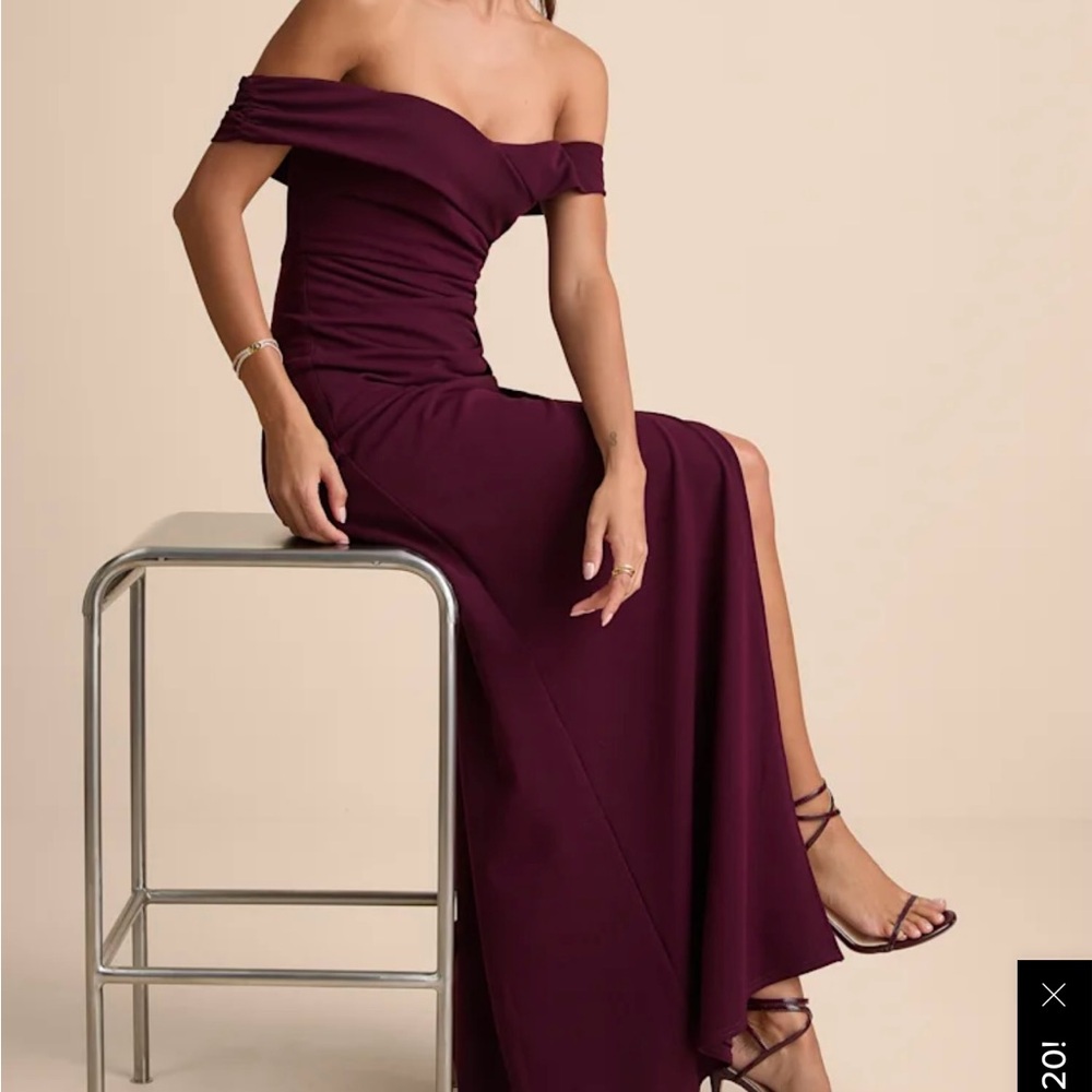 Lulu’s High Class Presence Plum Off-the-Shoulder Maxi